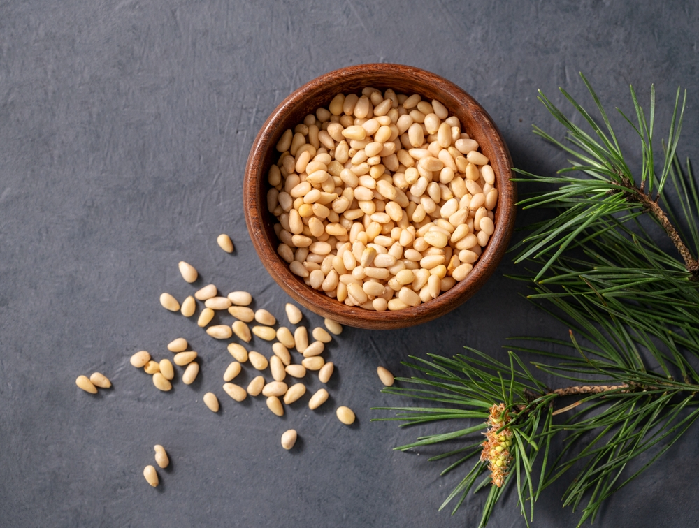 Pine nuts in a bowl